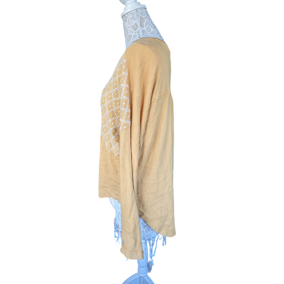 FREE PEOPLE Henley Top - Peach Free Spirit High-Low Oversized HENLEY S - Picture 2 of 9